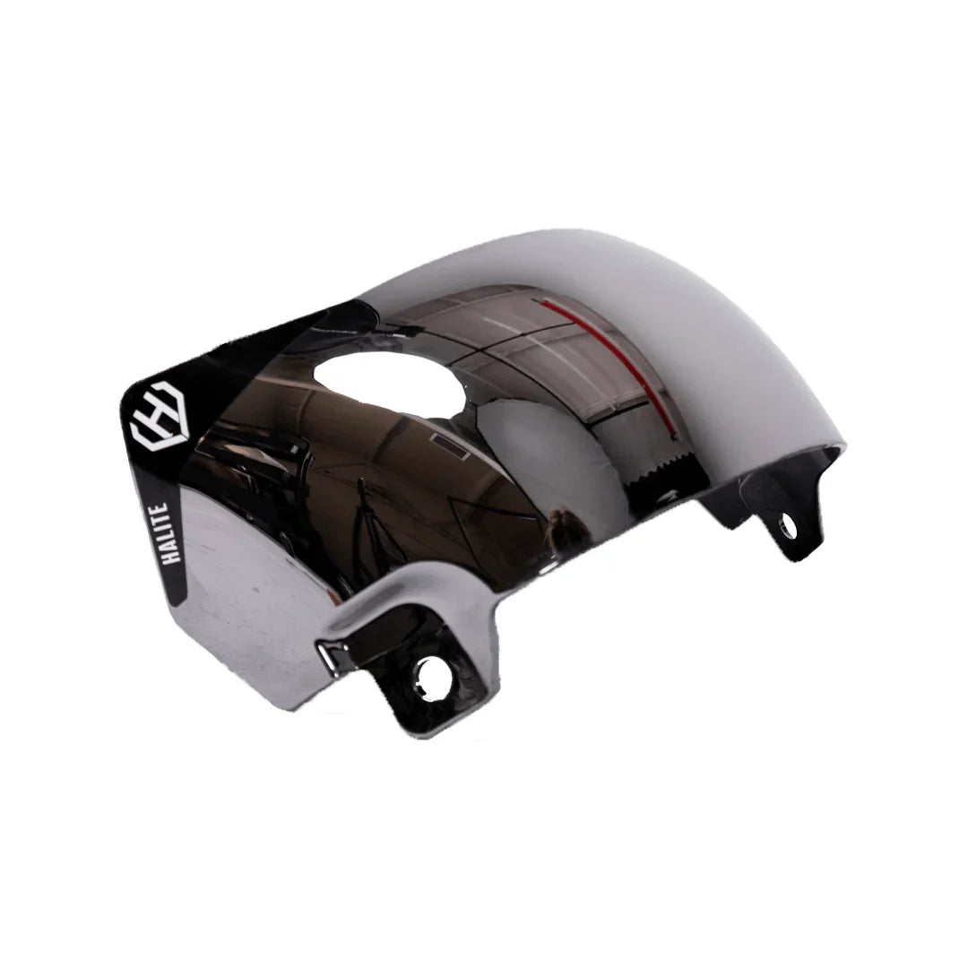 Chrome AERO Helmet Visor by The HALITE for SpeedFlex and F7 helmets, with anti-fog and impact-resistant panoramic bubble design.