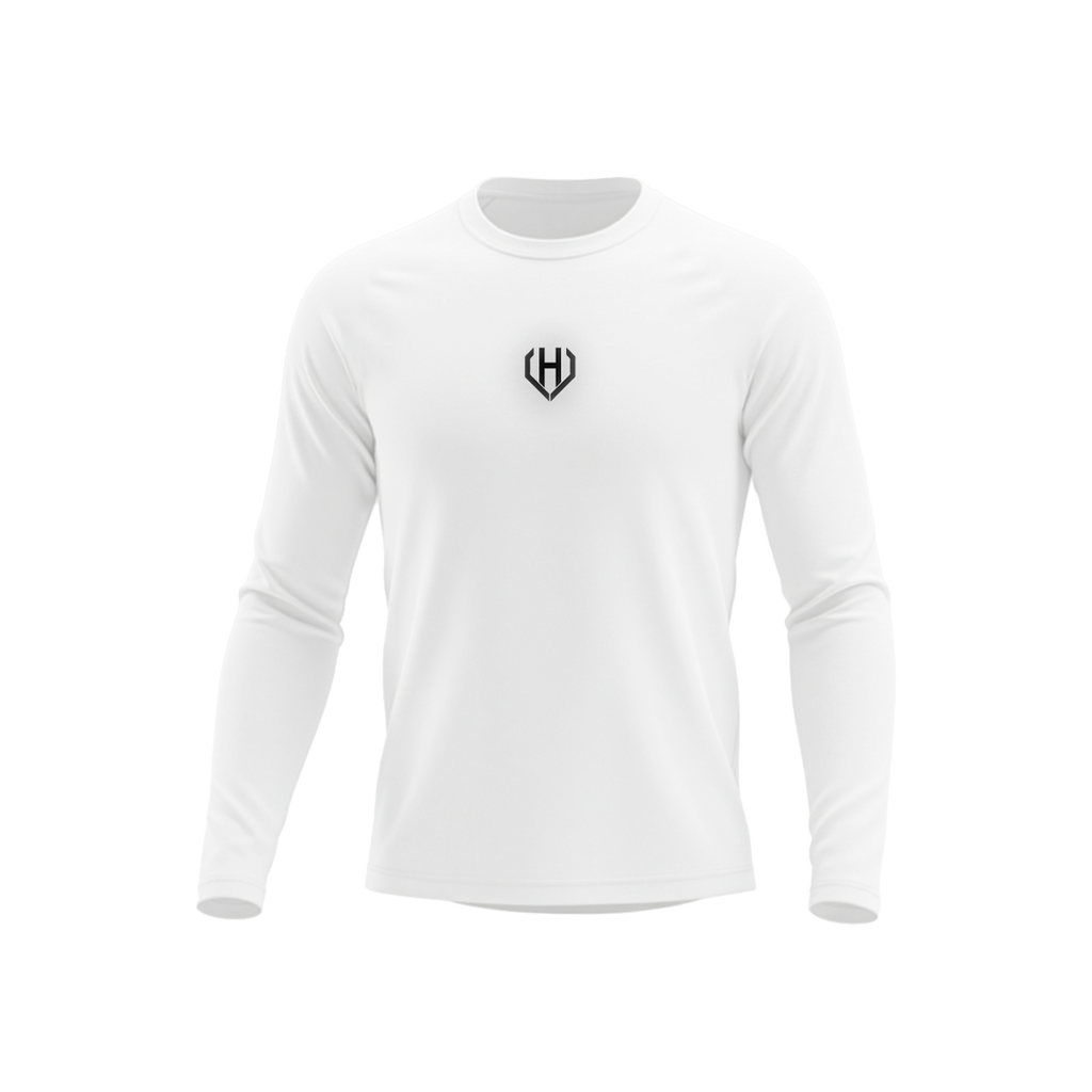 White and black ARC long sleeve shirt by Breathable, designed for active wear and movement, perfect for sports or casual style.