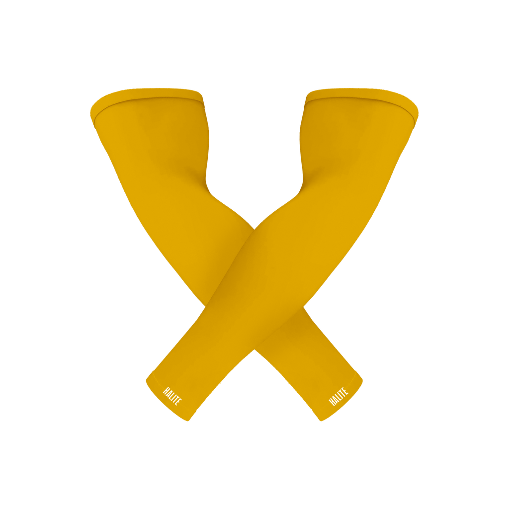 Yellow DELTA arm sleeves for football, designed for athletic performance and a confident, stylish look on the field.